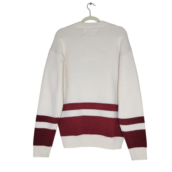 Budweiser x Pacsun Sweater Medium Red Crewneck Pullover Embroidered Oversized - Picture 4 of 9